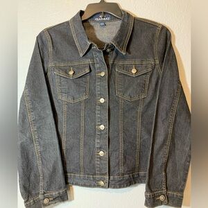 JeanBay Blue Jean Jacket sz Large with embroidered bling design in the back